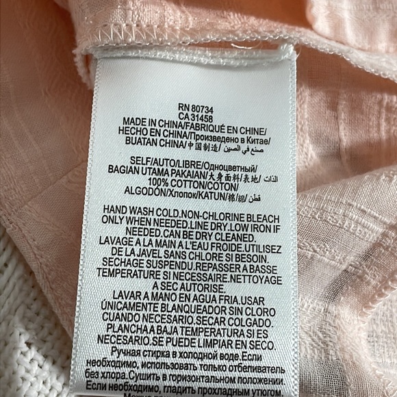 BCBGMaxazria ELIN Blouse Feminine Pink Peach Sheer Cotton Top S Beach NWT $158 - Picture 7 of 12